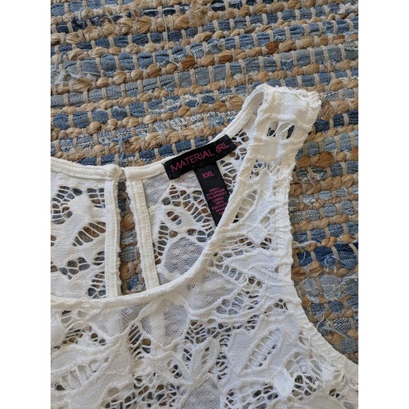 Material Girl Skater Dress XXL Ivory Lace Overlay Sleeveless Lined Dollcore - Picture 7 of 10